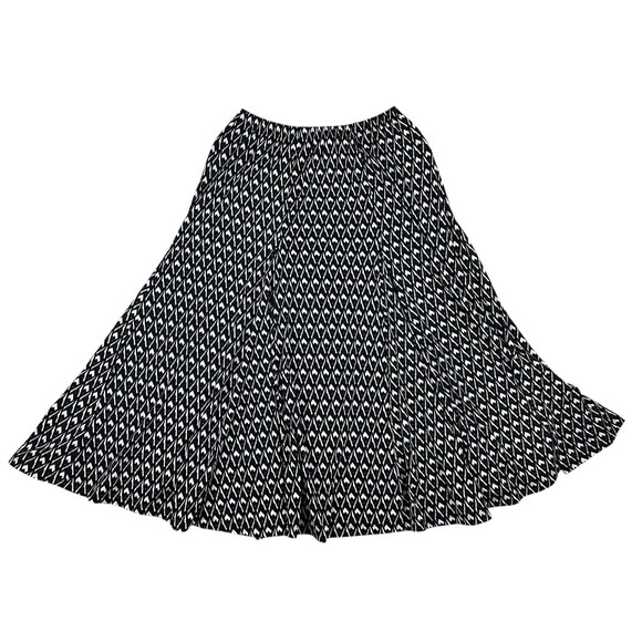 Blair Black Print A-Line Flared Jersey Knit Midi Skirt PS Packable Office Work - Picture 1 of 6